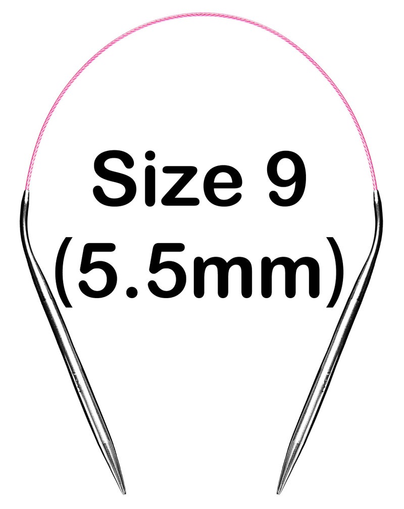 cuteDIY Size 9 Circular Knitting Needles 16 Inch Set Round Metal Kit (Etched US&mm, Color-Coded Cable, Smooth Join) - Image 2